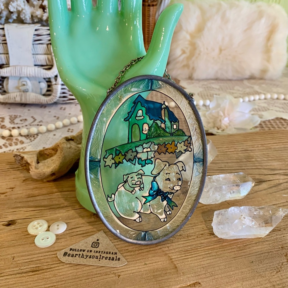 Vintage Mama & Baby Pig Sun Catcher 🐷 Unique Home Decor / Gift / Art / Nature